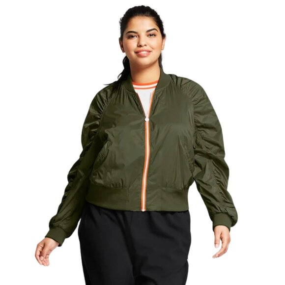 Hunter Target Ruched Sleeve Bomber Jacket Women's 1X NWOT - Picture 1 of 4